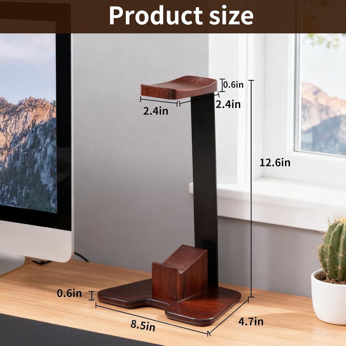 Vruelia Gaming Headset and Controller Stand, VD-4, Walnut Wood
