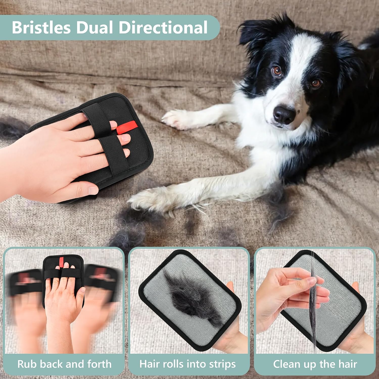 Pet Hair Removal Glove - Reusable Electrostatic Dog/Cat Hair Remover Mitt & Pet Grooming Gloves for Couch, Carpet, Furniture - Upgraded Electrostatic Dog Hair Glove Tool (1 Pc Per Pack)