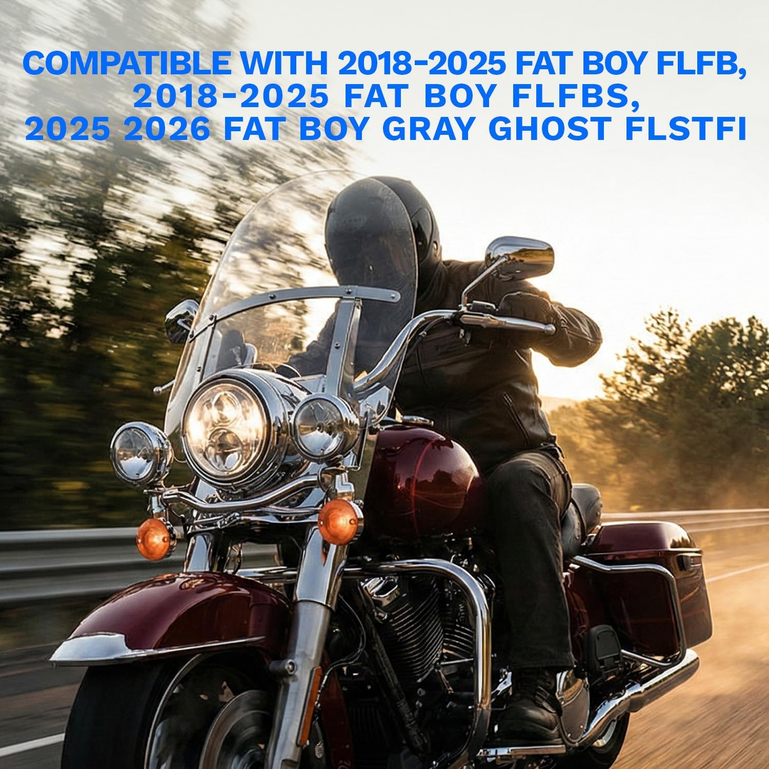 CHIFUN 15" Shorty Clear Windshield for 2018-2025 Fat Boy, (Chrome Clamp)