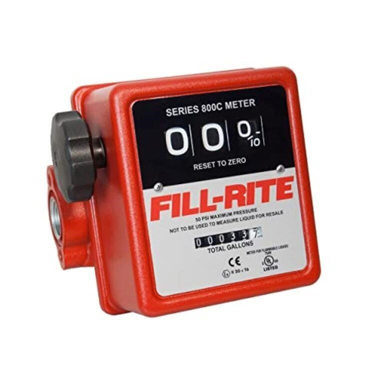 Fill-Rite 807C 3 Wheel Mechanical Meter, 5 to 20 GPM, 6.5"×5.9"×4.8", Orange