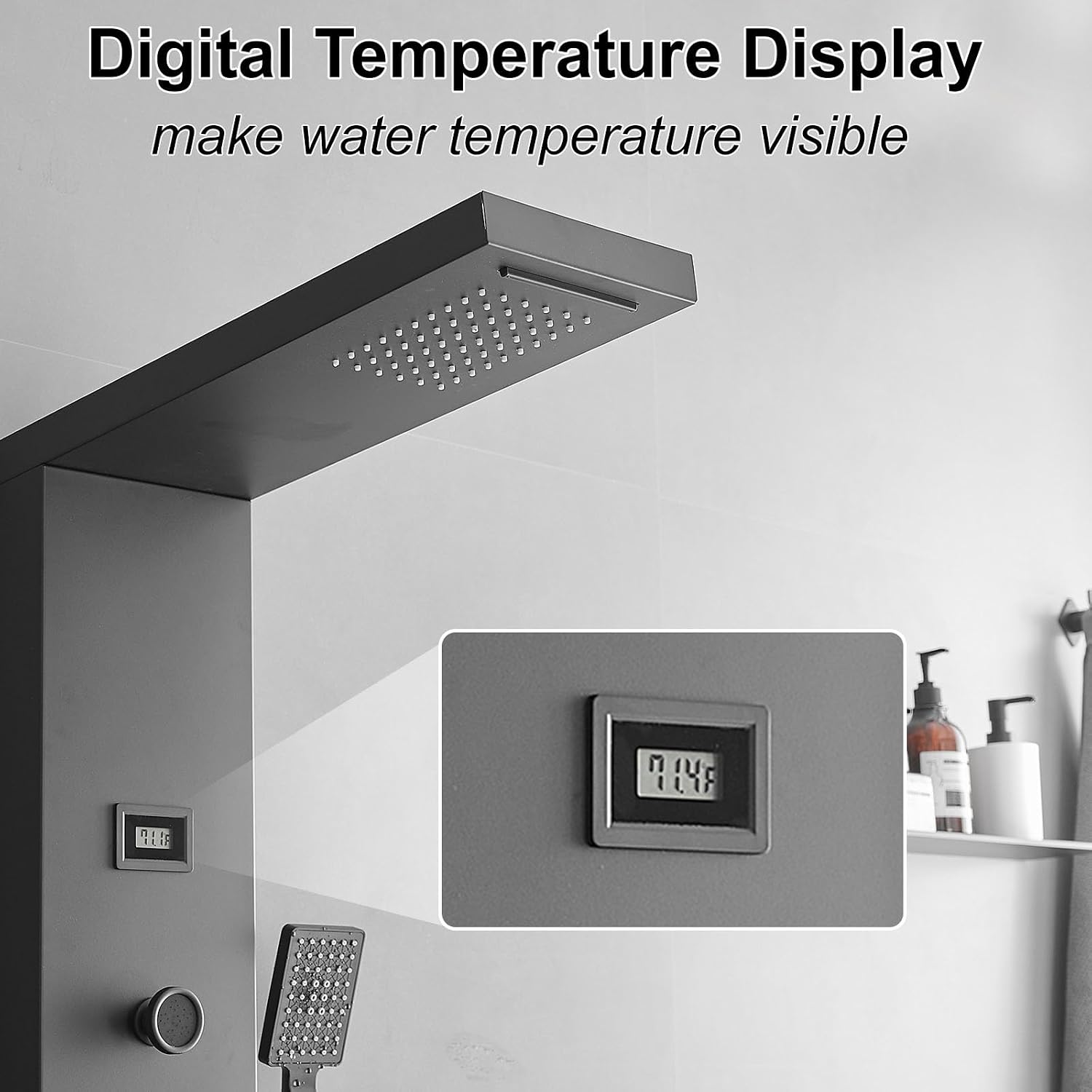 Shower Tower Bathroom Shower Panel System Rain Massage System 6 in 1, Matte Black