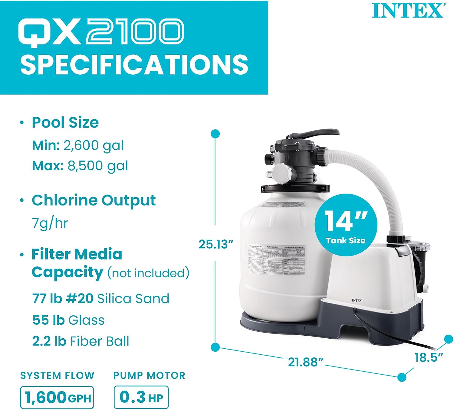 INTEX Krystal Clear 2,100 GPH Sand Filter Pump and Pool Saltwater System