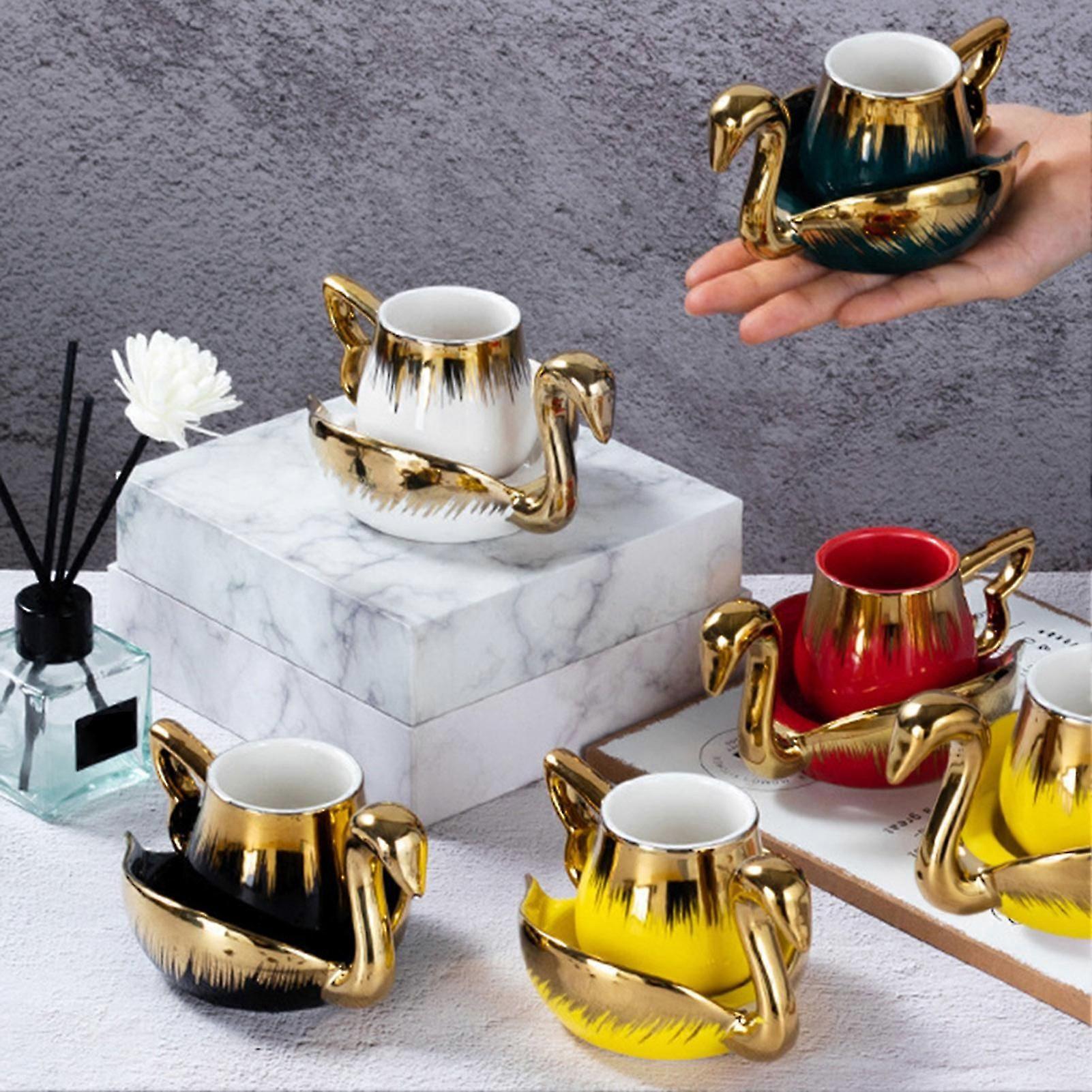 Delicate-Swan Coffee Cup Saucer Set Home Party Reusable Morning Tea Cup Set For Tea Coffee
