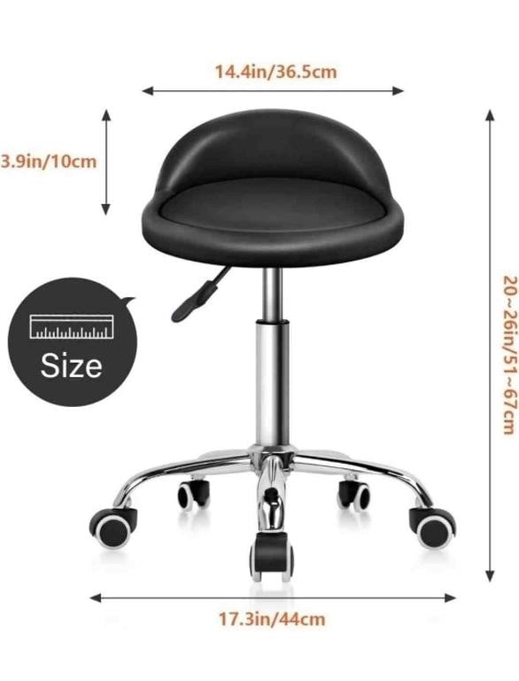 KKTONER PU Leather Round Rolling Stool wi