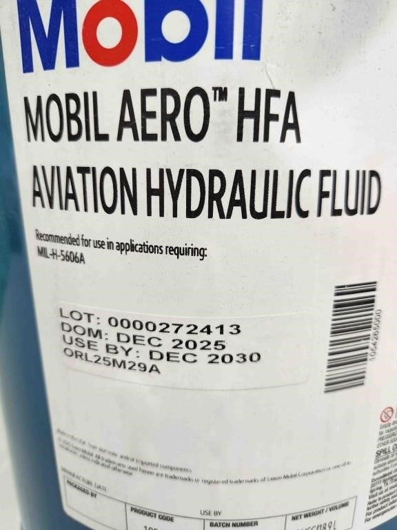 MOBIL AERO HFA Aviation Hydraulic Fluid, MIL-H-5606A, 5USG/18.9L