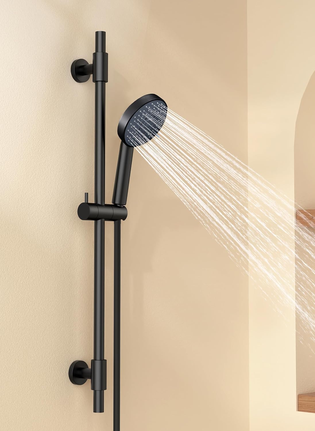KES Matte Black 30-Inch Shower Slide Bar with Adjustable Handheld Shower Head and 59-Inch Hose,