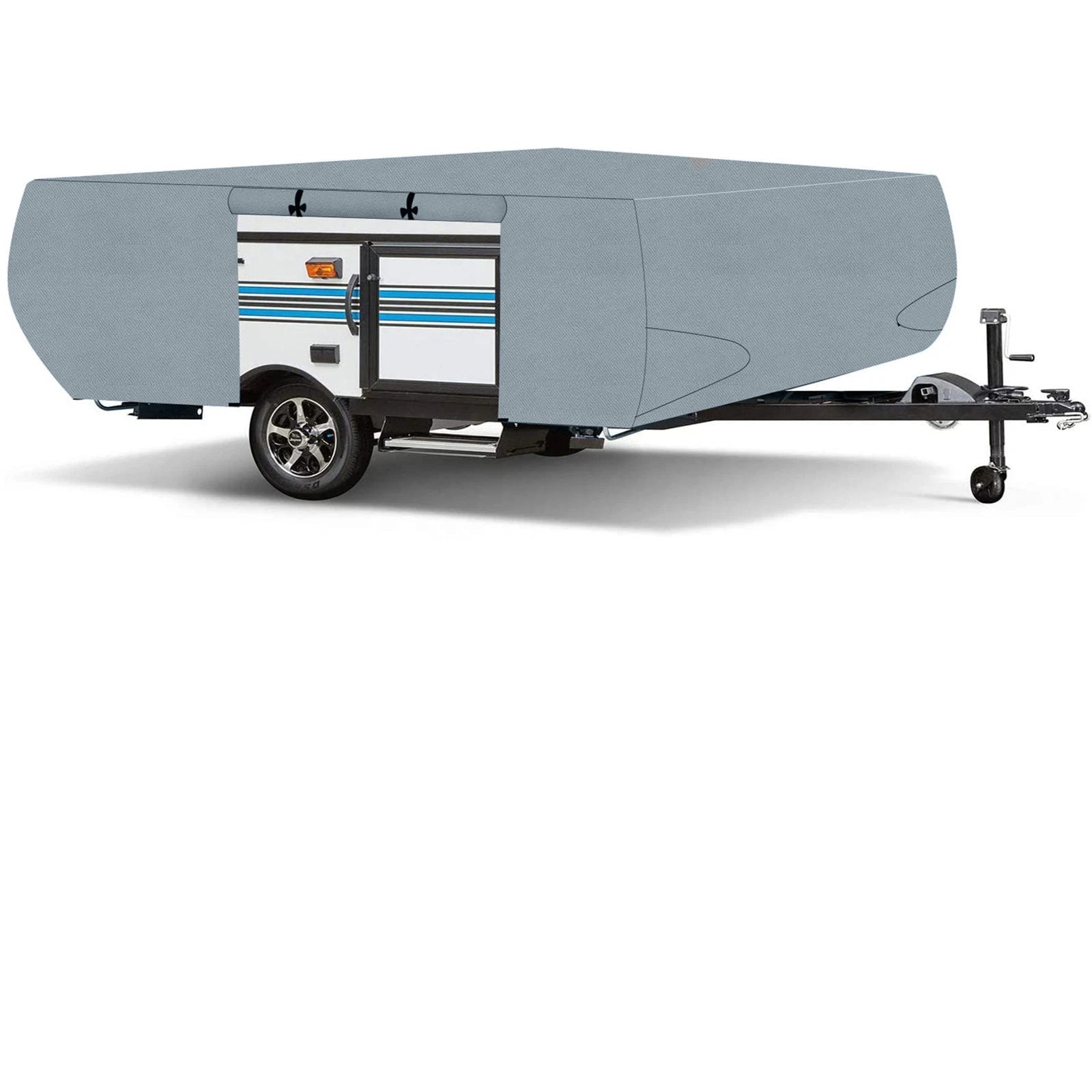 RV Trailer Cover for Folding Pop Up Camper 16-18 FT Trailers, Waterproof, 5 Layer Top Fabric, Gray