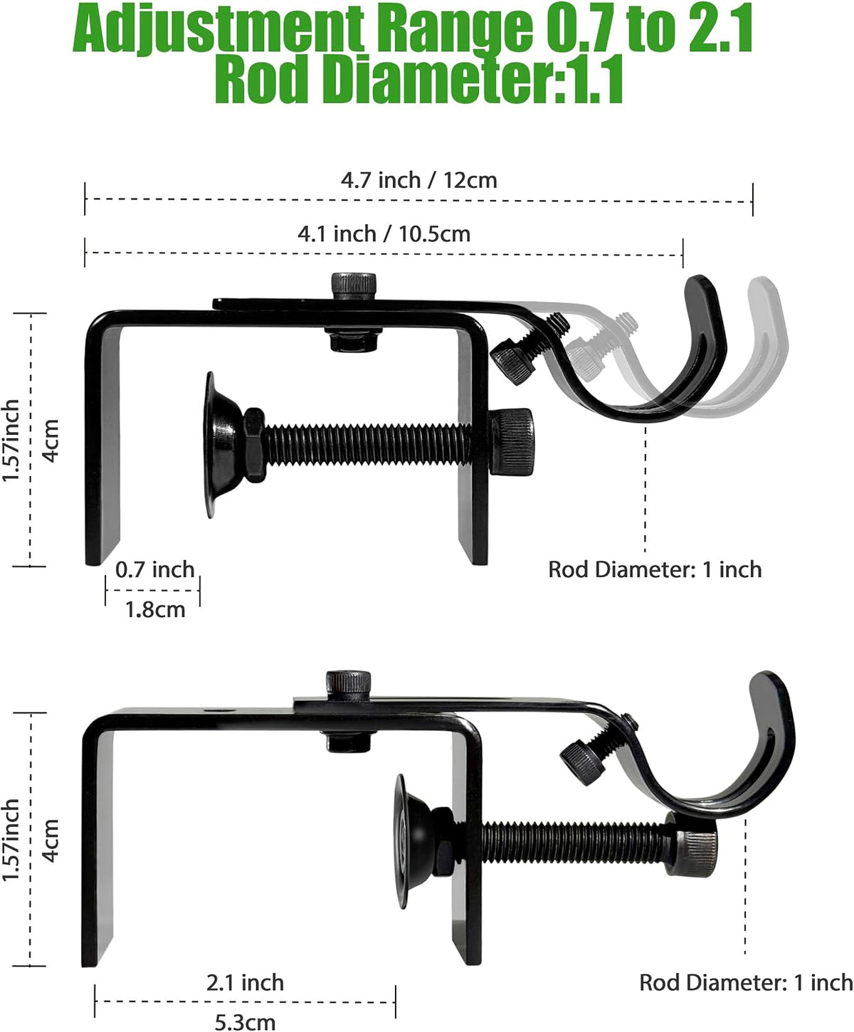 Fit for 0.7-2 inches Rectangle Headrail Set of 3