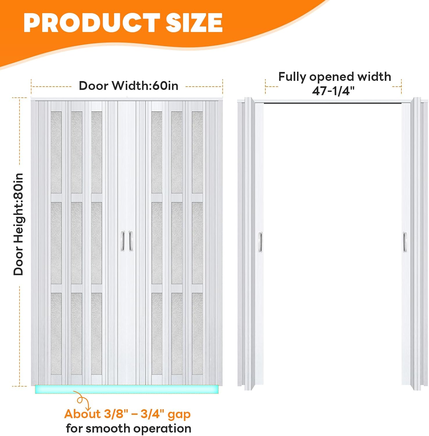 CCBOYSHARDWARE 60" x 80" Double Accordion Folding Door