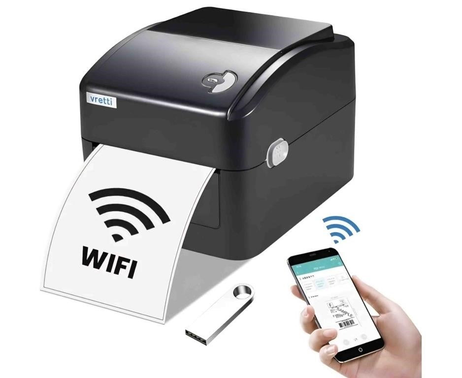 VRETTI Wireless Thermal Label Printer, 5G Wi-Fi High Speed 4x6