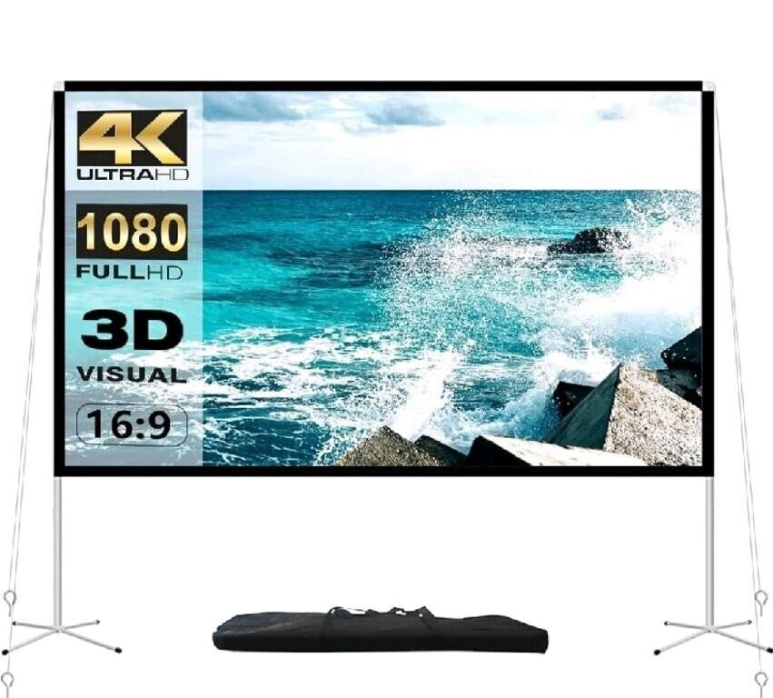 AODIOU Projector Screen and Stand 100 Inch