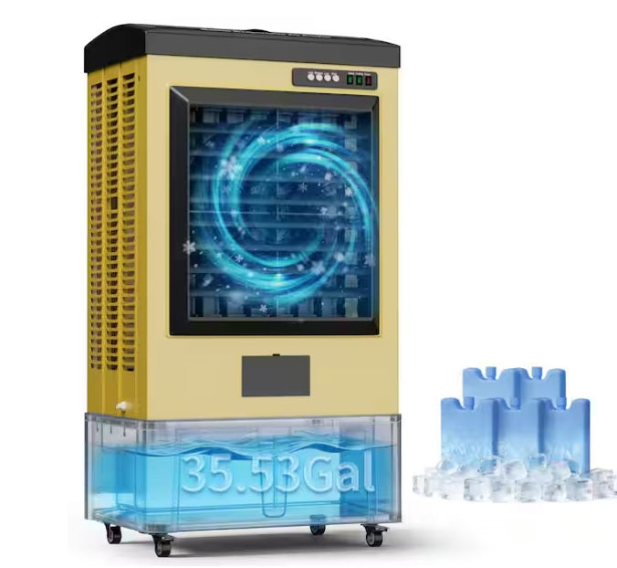 Swamp Cooler, 6500 CFM Evaporative Air Cooler, Uthfy 48" Yellow, JH-60AI-H