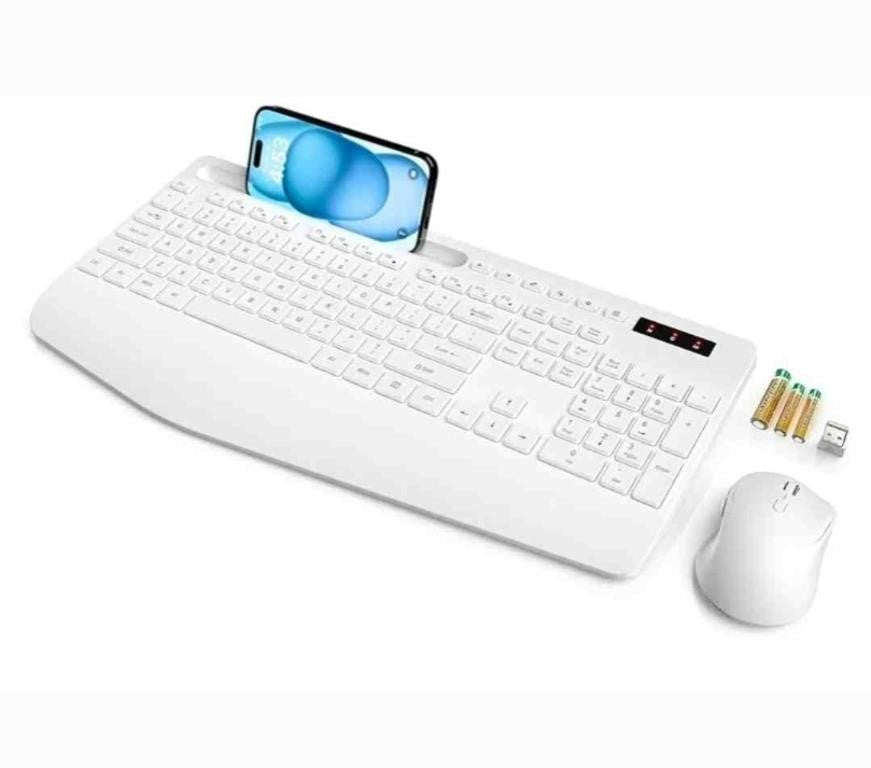 SABLUTE Wireless Keyboard and Mouse, KC213D, White