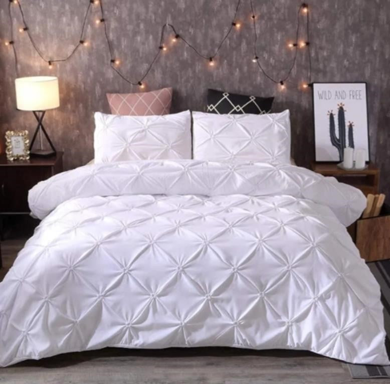 Feelyou Pintuck Tufted Duvet Cover, Geometric Bedding FULL Sets 3 Pieces