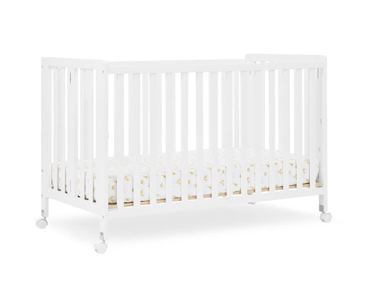 Simmons Kids Aria Full Size Portable Folding Crib - Greenguard Gold Certified, Bianca White
