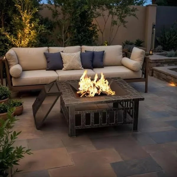 Tozey 32in Outdoor Fire Pit EM44388 SILVER