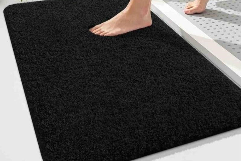 OLANLY Soft Microfiber Bath Mat, 24x36, Black