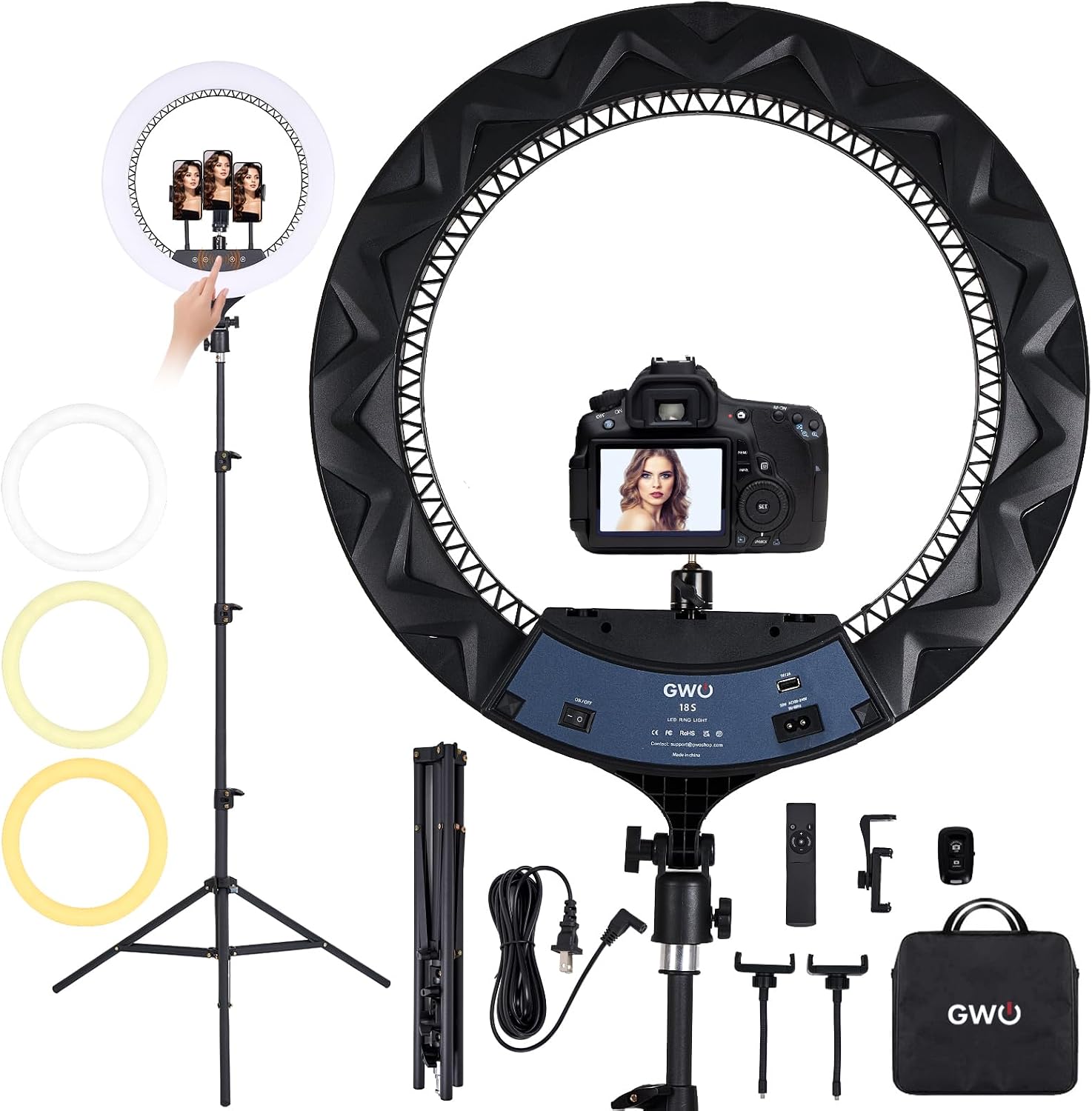 GWO 18" LED Ring Light with Tripod Stand 6000K