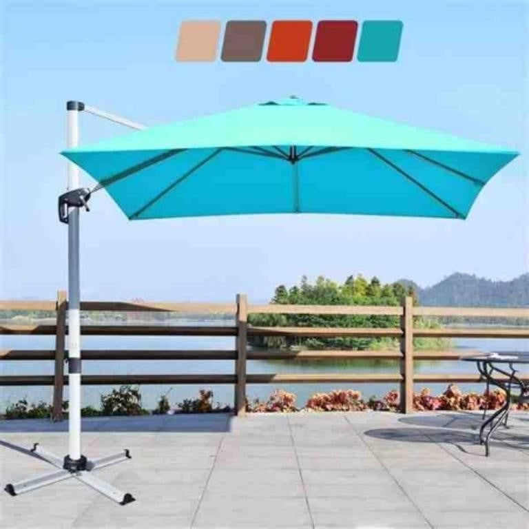 Costway 10-ft Garden Patio Umbrella Crank and Base, Model OP70233NY, Light Blue