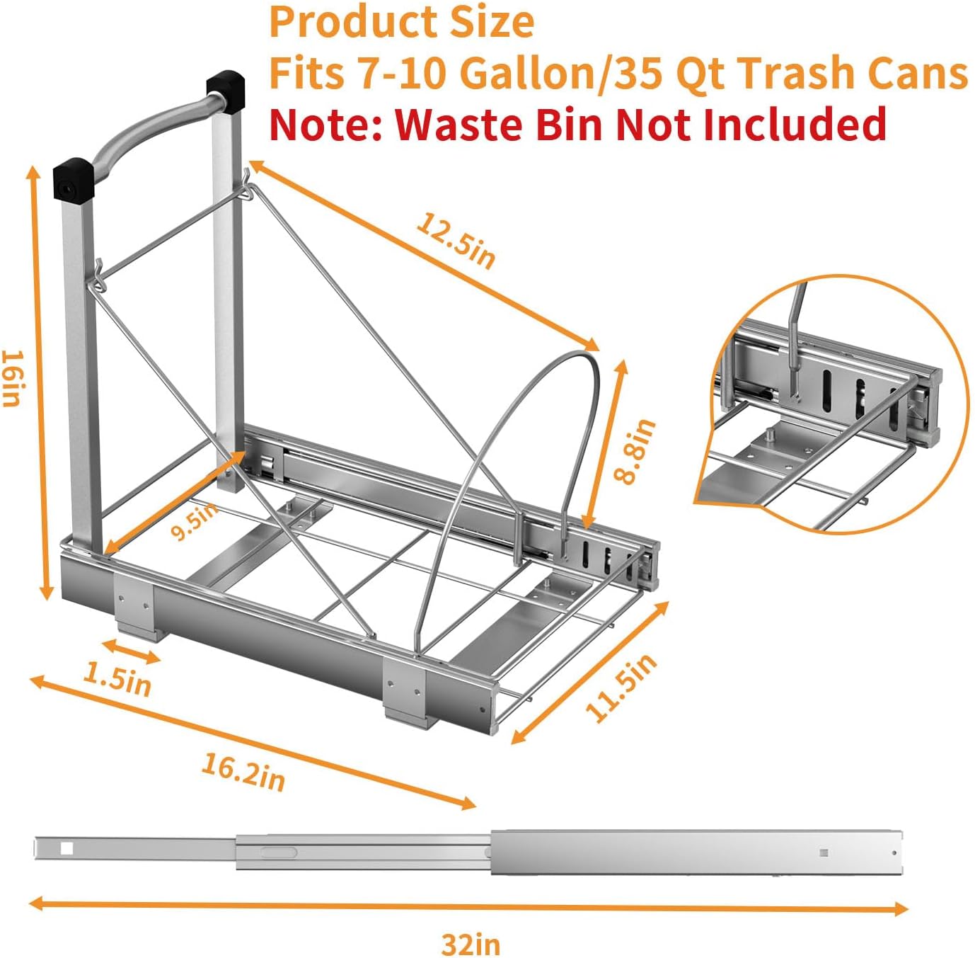Under Cabinet Pull Out Trash Can Organizer