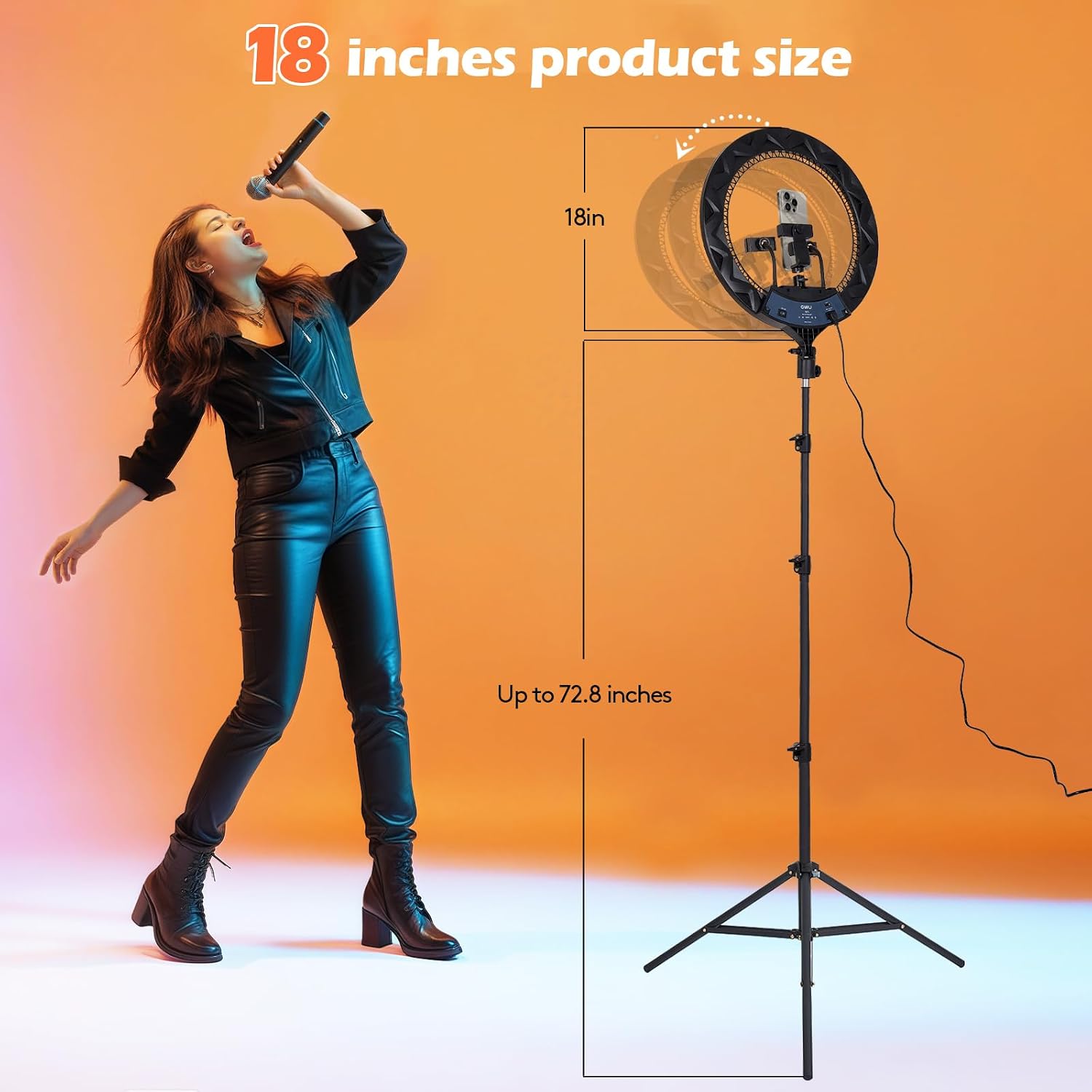 GWO 18" LED Ring Light with Tripod Stand 6000K