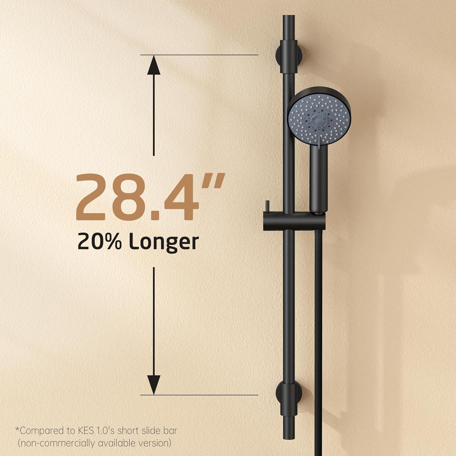 KES Matte Black 30-Inch Shower Slide Bar with Adjustable Handheld Shower Head and 59-Inch Hose,