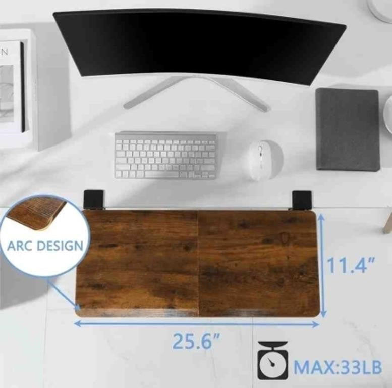 ETHU Ergonomics Desk Extender Tray, Large Size MYEH012WR, 25.6"x11.4", Wood
