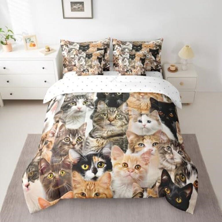Feel You Cat Bedding Set Comforter, 7 Pieces, Twin Size