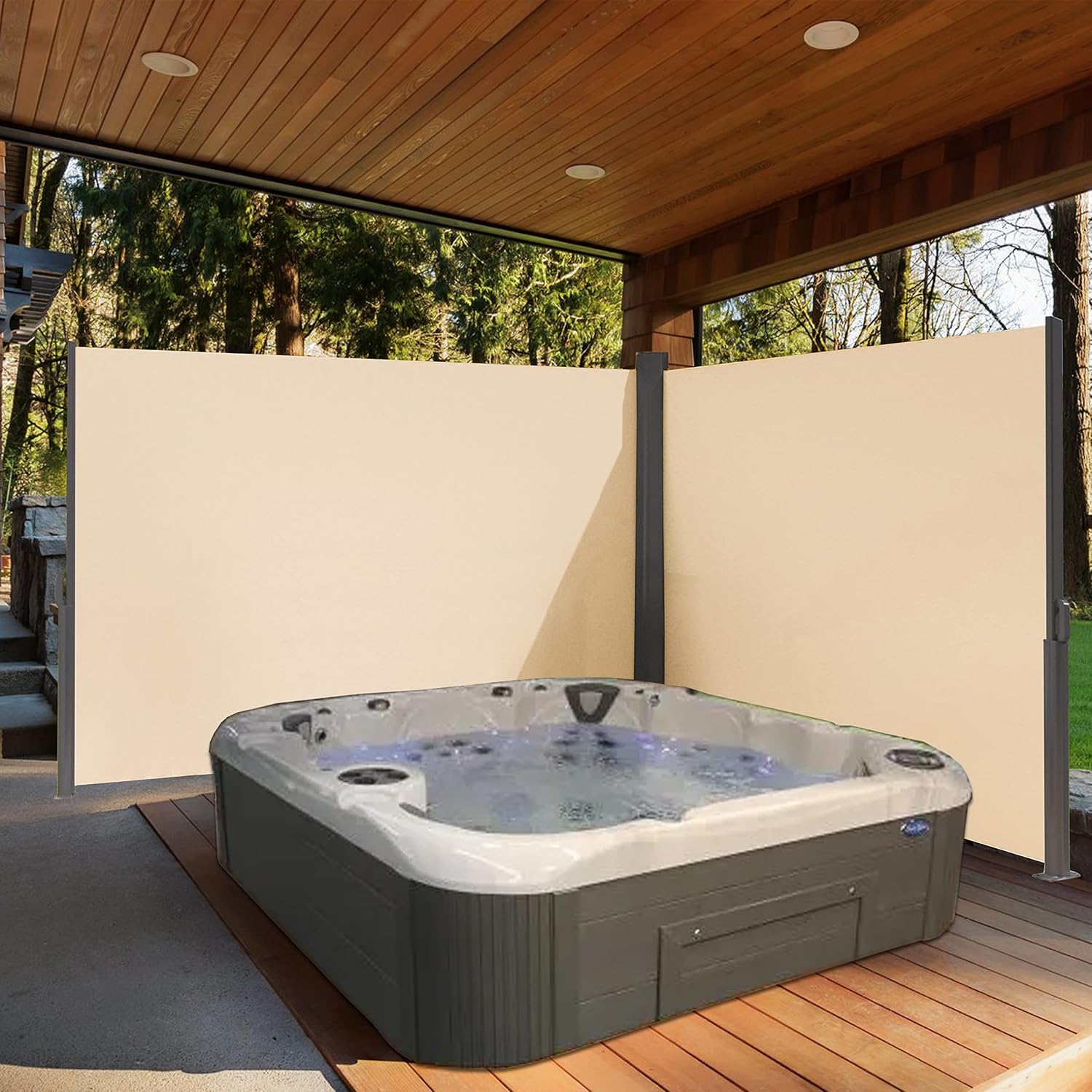 Retractable Side Awning,Waterproof & UV-Resistant,Folding Privacy Screen Room, 185" x 72.5"