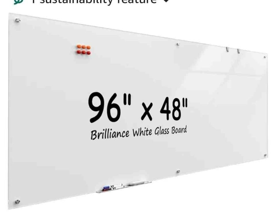 MaxGear 96" x 48" Glass Whiteboard Wall Mounted