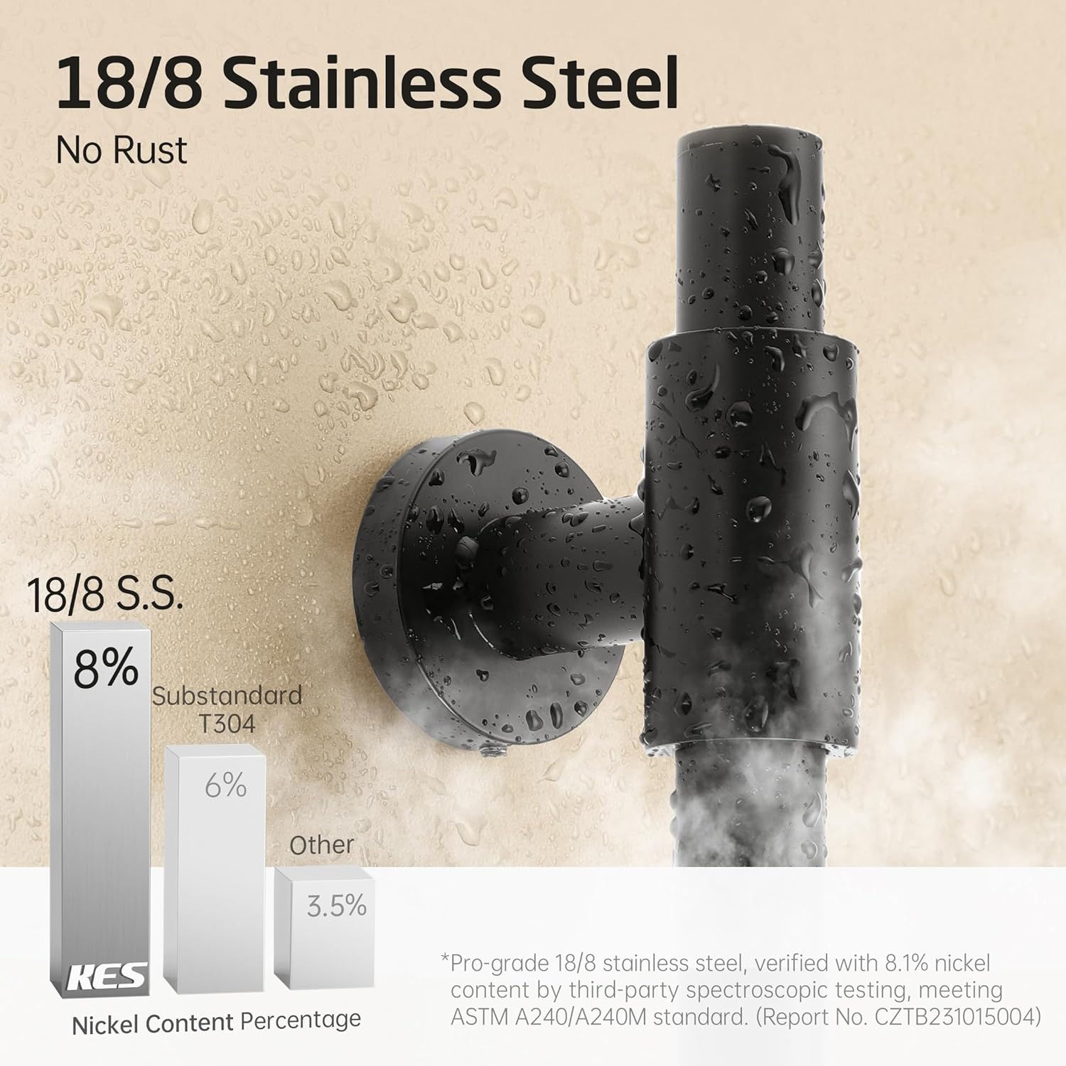 KES Matte Black 30-Inch Shower Slide Bar with Adjustable Handheld Shower Head and 59-Inch Hose,