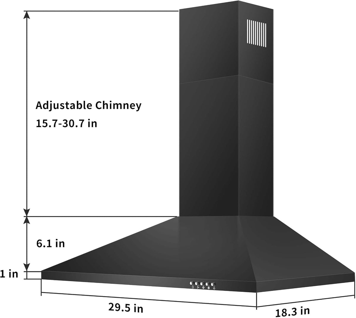 SNDOAS Black Range Hood,Wall Mount Range Hood 30 inch,