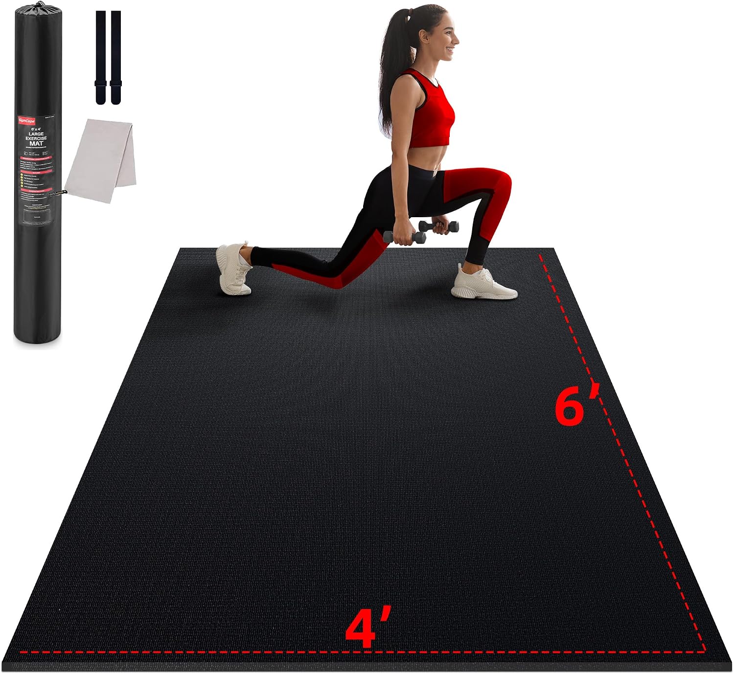 GymCope Large Exercise Mat, 4 x 6 ft, 7 mm Home Gym Mat