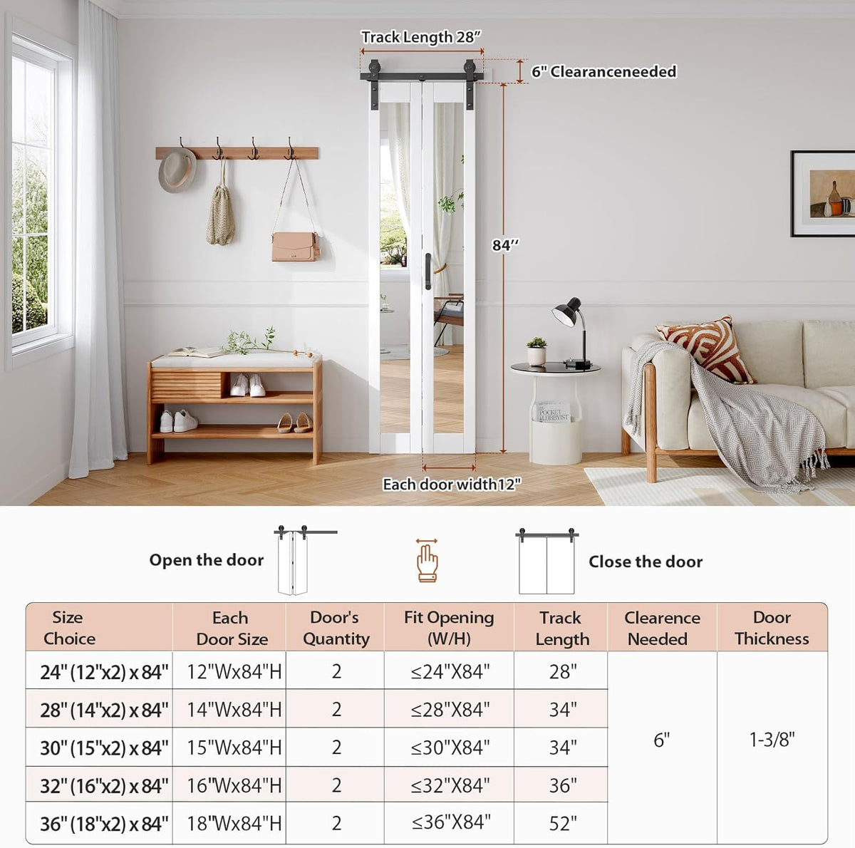 FREDBECK Bifold Barn Door 24x84 (Double 12x84)