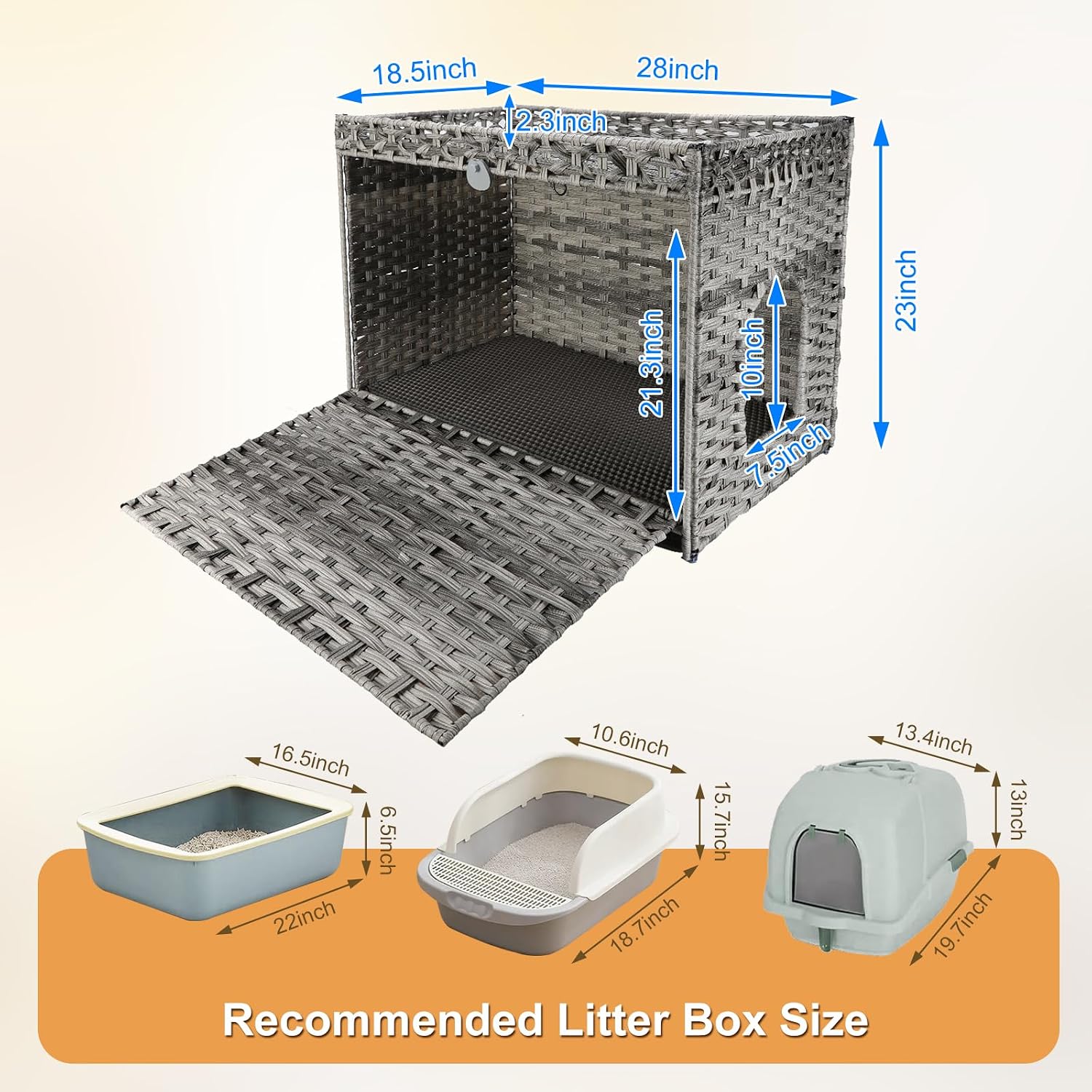 Petsome Large Cat Litter Box Enclosure with Litter Mat