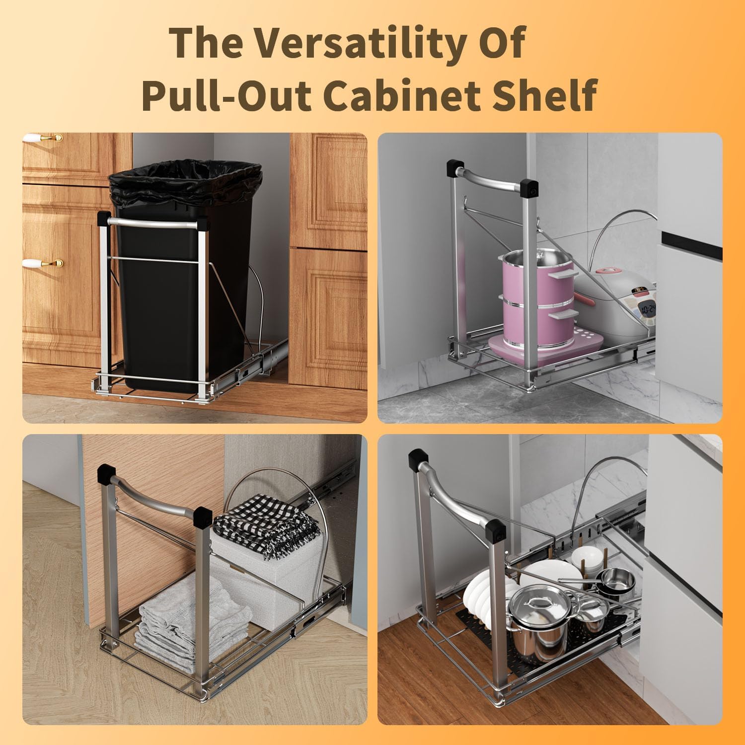 Under Cabinet Pull Out Trash Can Organizer