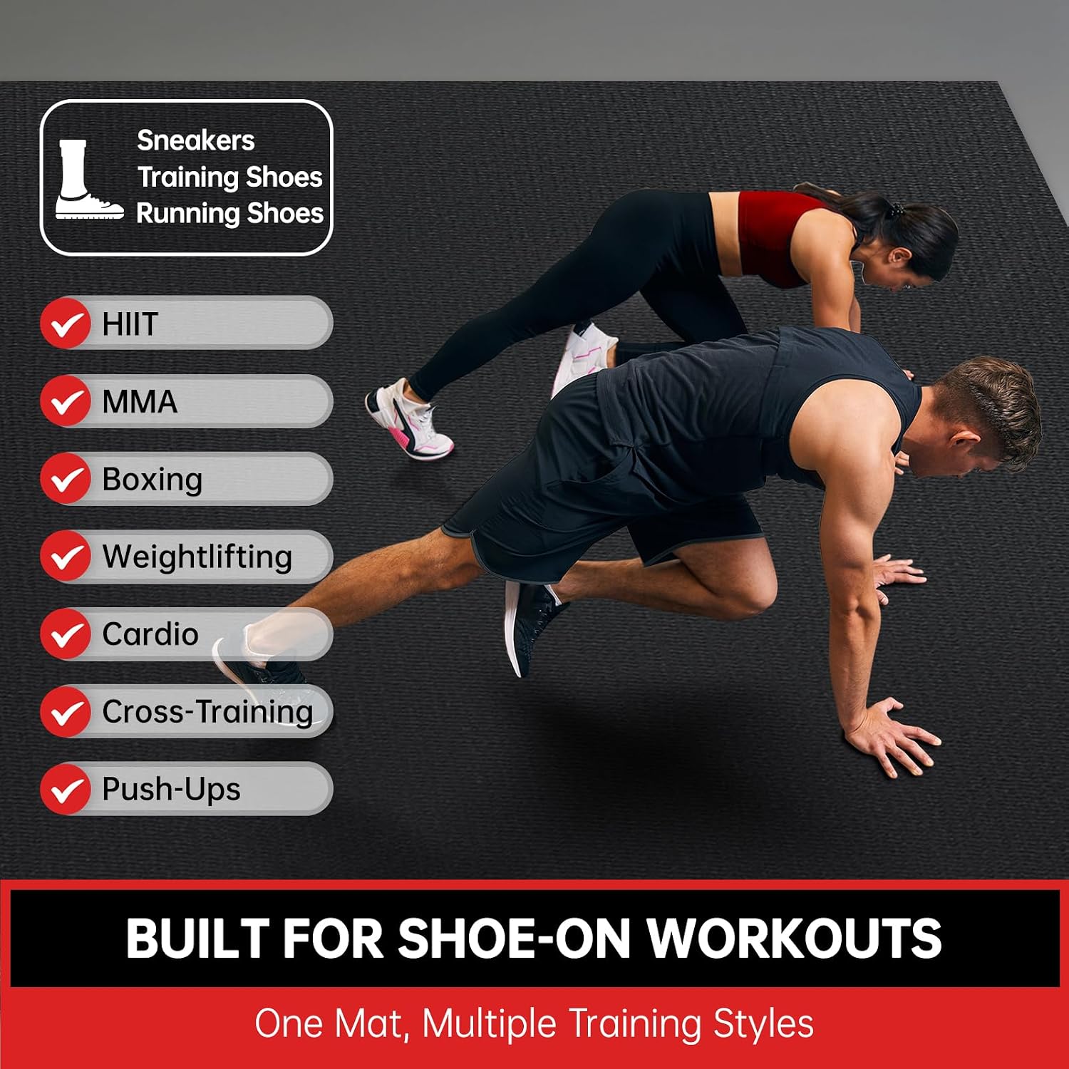 GymCope Large Exercise Mat, 4 x 6 ft, 7 mm Home Gym Mat