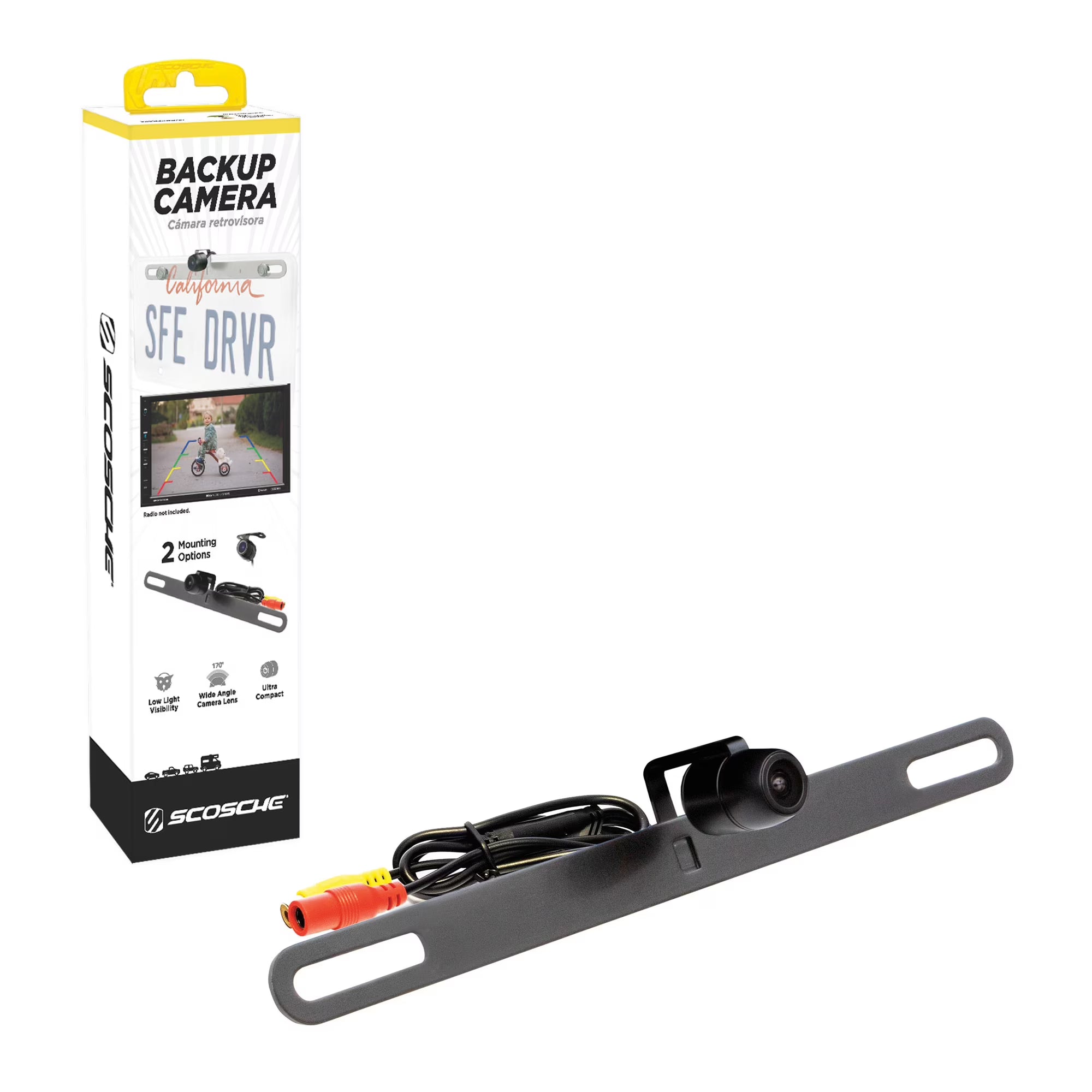 Scosche Wide Angle Lens Back-Up Camera, Black New TFCAM2-WP1