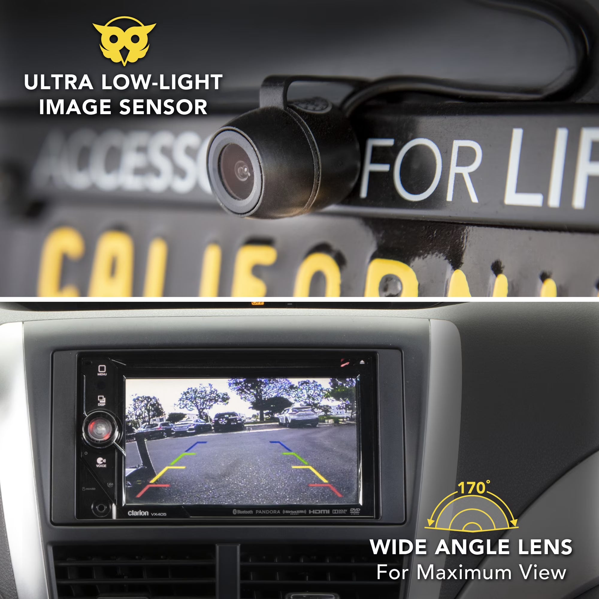 Scosche Wide Angle Lens Back-Up Camera, Black New TFCAM2-WP1