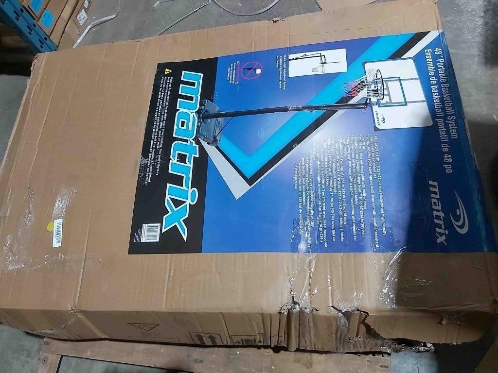 Matrix Portable Adjustable Basketball Backboard, Hoop & Net System, 48-in