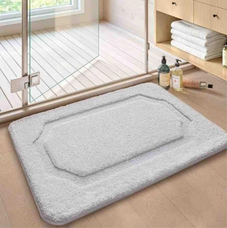 Color&Geometry Bathroom Rugs, 24"×43", Light Gray
