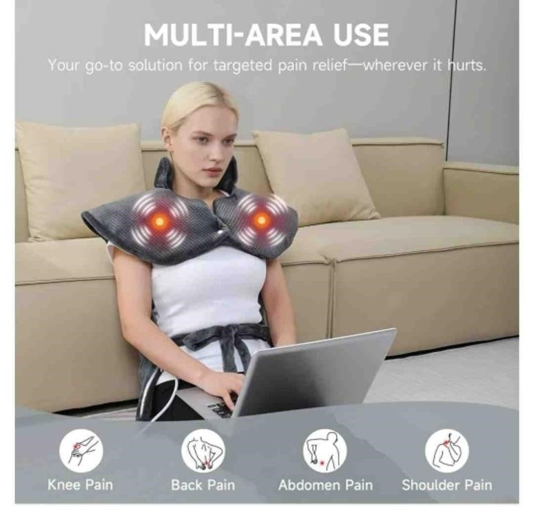 TiMiCalda Heating pad for Neck, 24"x35", 4 Motor Gray.