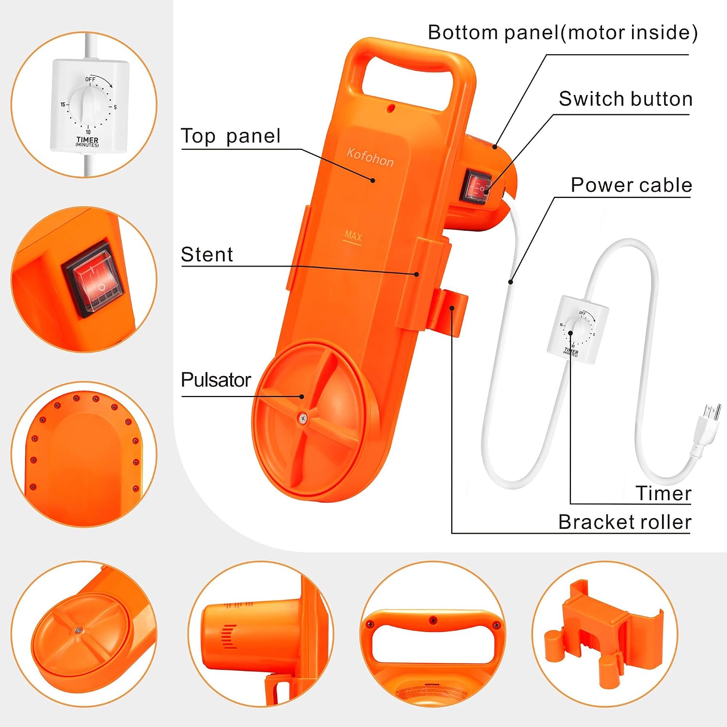 KOFOHON Portable Washing Machine Small Mini Hand,  2.5kg for 3kg CAKW-01AC, Orange