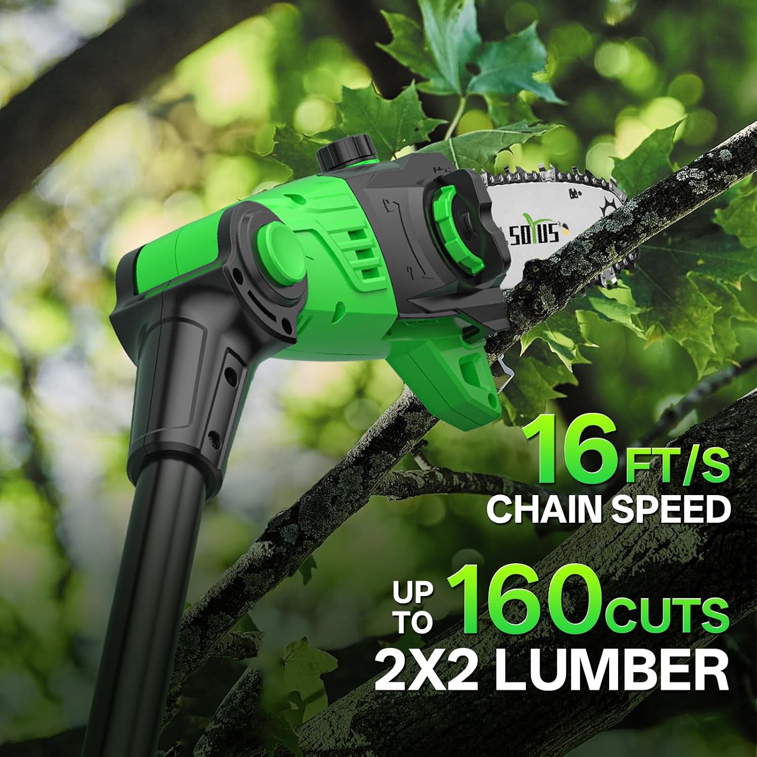 SOYUS 2-in-1 8-Inch Pole Saw & 18-Inch Pole Hedge Trimmer 2x 3.0Ah Battery, SY8J318-1-2