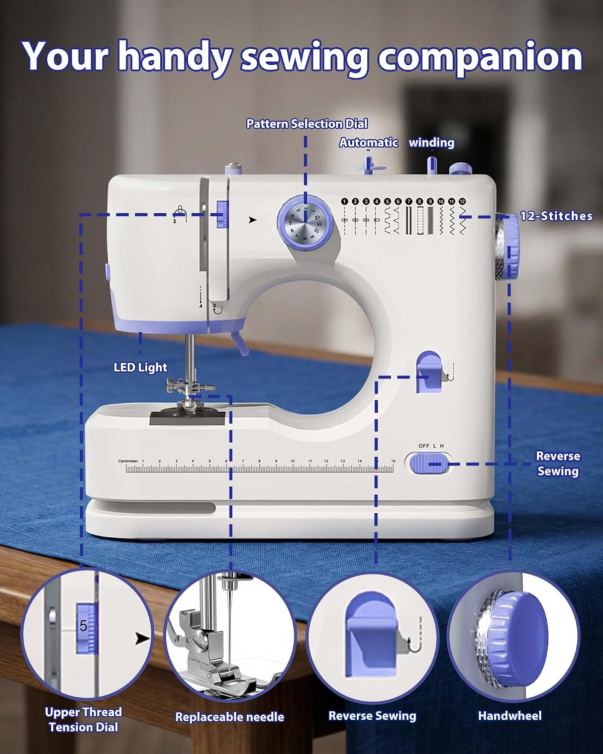 Stoigeld Sewing Machine for Beginners with 20Pcs Fabric & 32Pcs Sewing