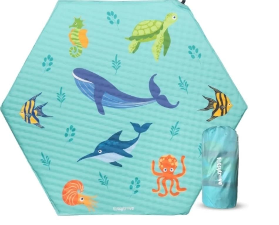 Totsytrove Self Inflating Hexagon Playpen Mat - 52" x 45" Mat - Marina