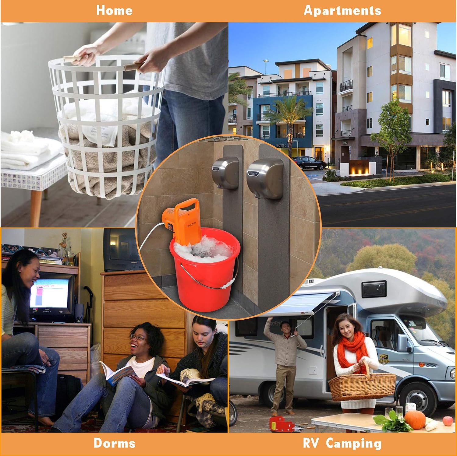 KOFOHON Portable Washing Machine Small Mini Hand,  2.5kg for 3kg CAKW-01AC, Orange