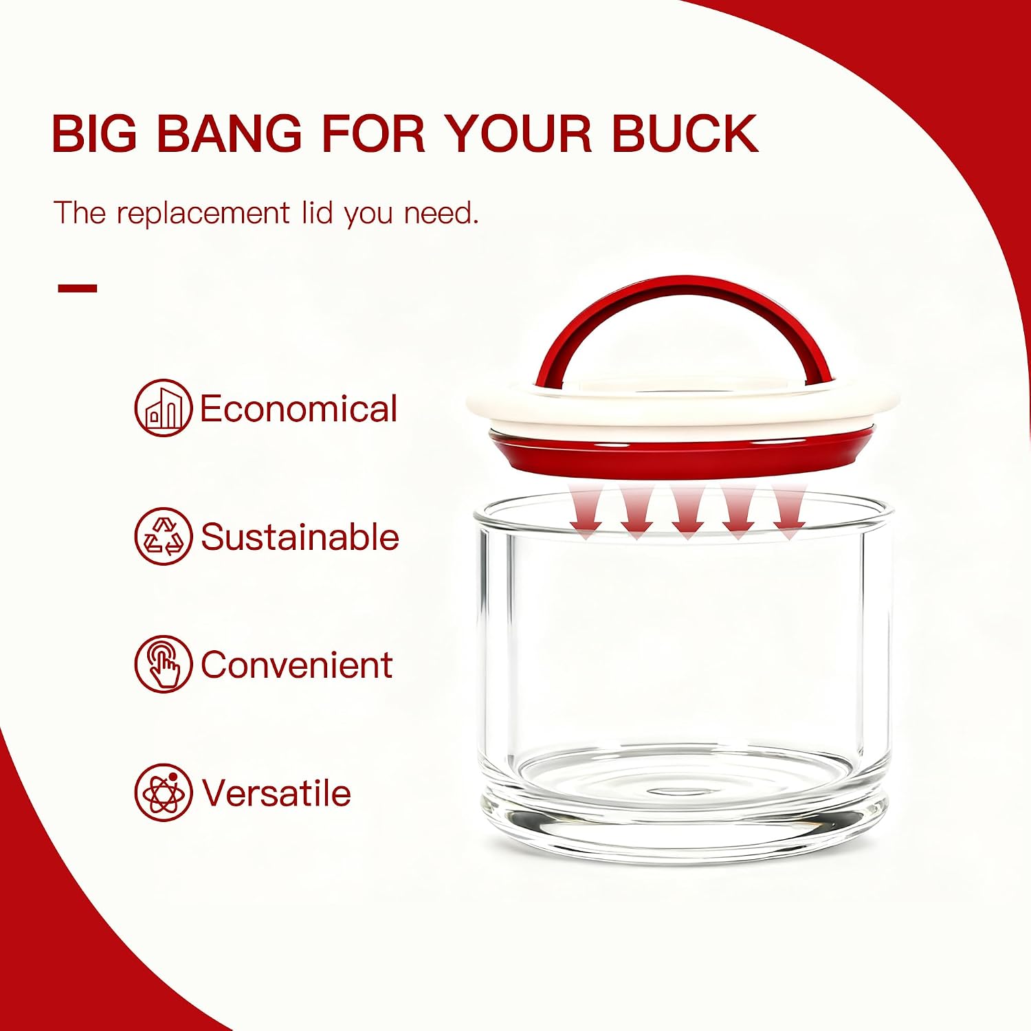 Volpki Airtight Food Storage Container Lids, Easy-Open Universal