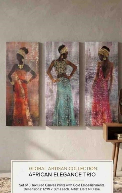 African Elegance Trio: A Three-Piece Study in Grace and Gold