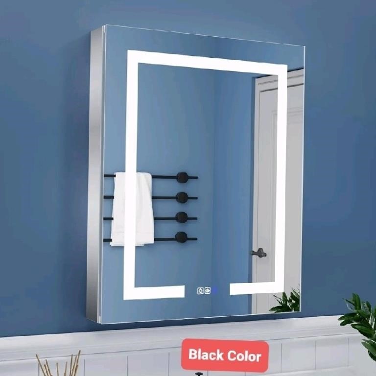 Klajowp 32''x24'' LED Bathroom Mirror with Front + Backlit, Lights, Anti-Fog (Black)